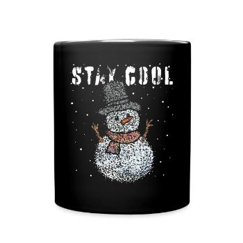 Bonhomme de neige Flocons de neige Heure d’hiver Décembre - Mug uni - noir - Devant