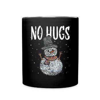 Bonhomme de neige Pas de câlins Bonheur d’hiver Moufle de Noël - Mug uni - noir - Devant