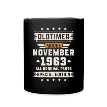 Oldtimer November 1963 Geburtstag Geschenk - Tasse einfarbig - Schwarz - Vorne