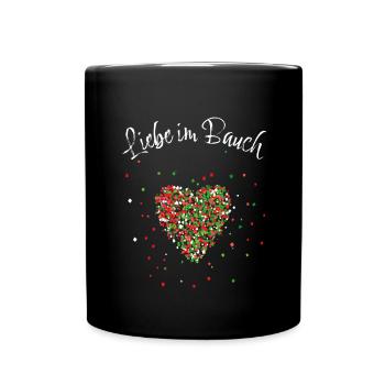 Liebe im Bauch Christmas Schwanger Babybauch - Tasse einfarbig - Schwarz - Vorne