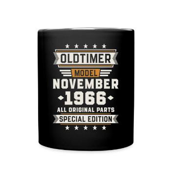 Oldtimer November 1966 Geburtstag Geschenk - Tasse einfarbig - Schwarz - Vorne