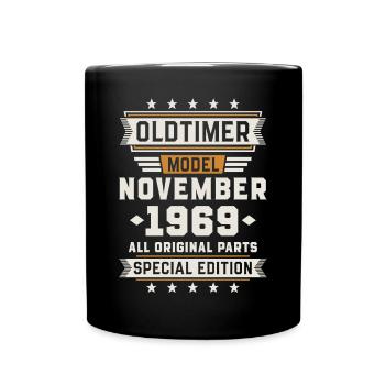 Oldtimer November 1969 Geburtstag Geschenk - Tasse einfarbig - Schwarz - Vorne