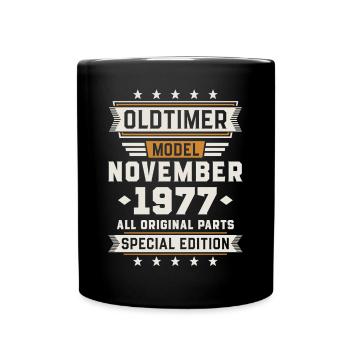 Oldtimer November 1977 Geburtstag Geschenk - Tasse einfarbig - Schwarz - Vorne