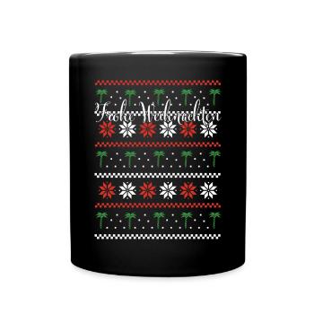 Frohe Weihnachten Palme Strand Heiligabend - Tasse einfarbig - Schwarz - Vorne