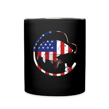 Fisherman USA Flag Patriotic American - Mug uni - noir - Devant
