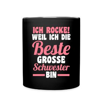 Beste Schwester - Tasse einfarbig - Schwarz - Vorne