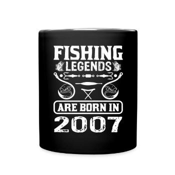 Les légendes de la pêche sont nées en 2007 - Mug uni - noir - Devant