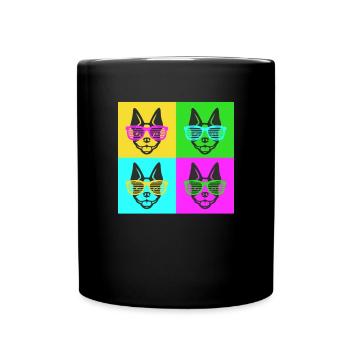 Boston Terrier - Tasse einfarbig - Schwarz - Vorne
