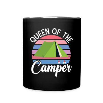 Reine du camping de camping en plein air Caravane - Mug uni - noir - Devant