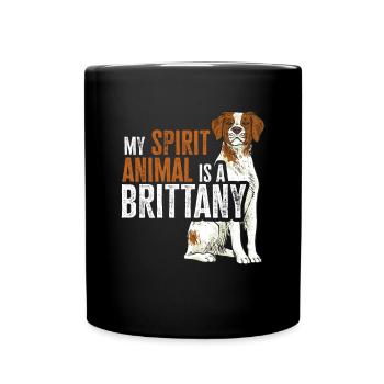 French Brittany Spaniel Epagneul Breton Geschenk - Tasse einfarbig - Schwarz - Vorne