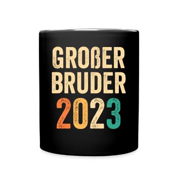 Bruder 2023 Schwanger Werdender Bruder - Tasse einfarbig - Schwarz - Vorne