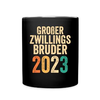 Bruder 2023 Schwanger Zwilling Werdender Bruder - Tasse einfarbig - Schwarz - Vorne
