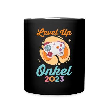 Onkel 2023 Gamer Zocker Werdender Onkel - Tasse einfarbig - Schwarz - Vorne