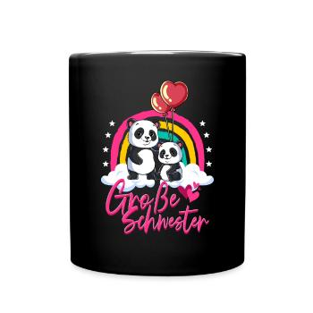 Große Schwester Panda - Tasse einfarbig - Schwarz - Vorne