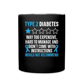Diabète de type 2 DT2 Sensibilisation au diabète du guerrier - Mug uni - noir - Devant