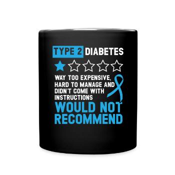 Diabète de type 2 DT2 Sensibilisation au diabète du guerrier - Mug uni - noir - Devant