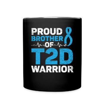 Fier frère d’un guerrier du DT2 Sensibilisation au diabète - Mug uni - noir - Devant