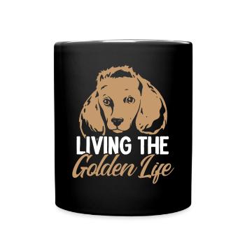 Living The Golden Life Goldendoodle Dog Owner - Full Colour Mug - black - Front