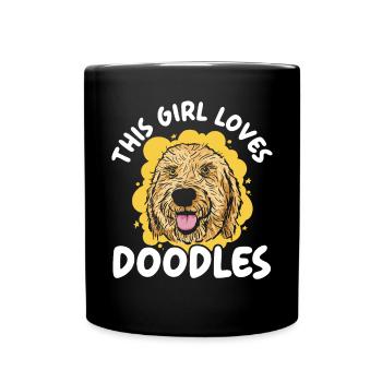 This Girl Loves Doodles Goldendoodle Dog Owner - Full Colour Mug - black - Front