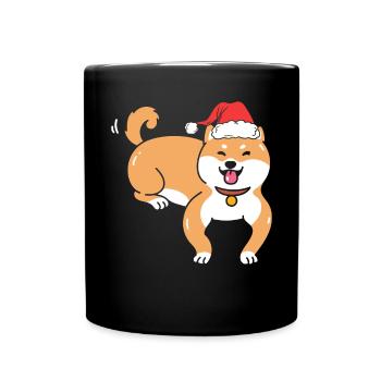 Shiba Inu Japanischer Hund Liebhaber Welpen Pfote Weihnachten - Tasse einfarbig - Schwarz - Vorne