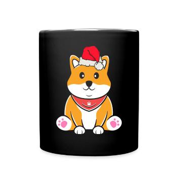 Shiba Inu Japanischer Hund Liebhaber Welpen Pfote Weihnachten - Tasse einfarbig - Schwarz - Vorne