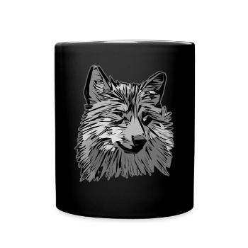 Tête de loup motif d’animal sauvage imprimé avec loup - Mug uni - noir - Devant