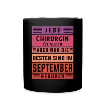 Krankenhaus Arzt Geburtstag September geboren - Tasse einfarbig - Schwarz - Vorne