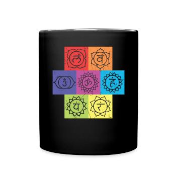 Vintage Chakra Signs Yoga Namaste - Full Colour Mug - black - Front