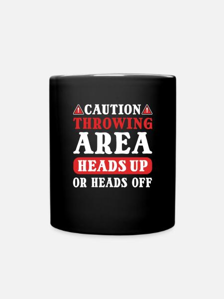 Prudence! Zone de lancer. Lanceur de disque. Lancer du disque - Mug uni - noir