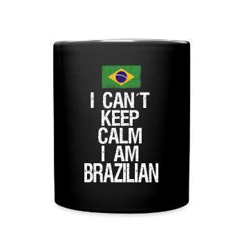 Je ne peux pas rester calme Je suis brésilien - Mug uni - noir - Devant