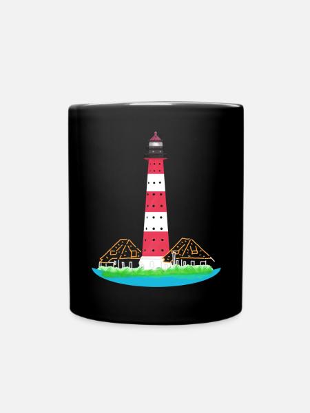 Leuchtturm Westerheversand, ohne Text, Nordsee - Tasse einfarbig - Schwarz
