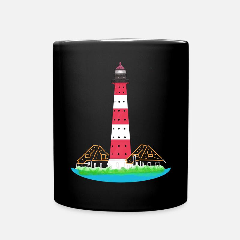 Leuchtturm Westerheversand, ohne Text, Nordsee - Tasse einfarbig - Schwarz