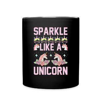 Glitzern wie ein Einhorn Unicorn - Tasse einfarbig - Schwarz - Vorne