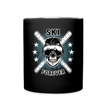 Ski Leidenschaft Liebe Skifan Skifahrer Skifahren - Tasse einfarbig - Schwarz - Vorne