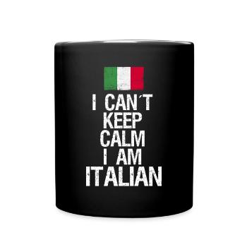 Je ne peux pas rester calme Je suis italien - Mug uni - noir - Devant