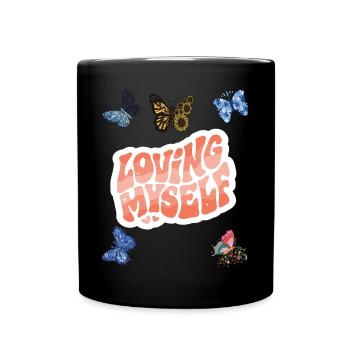 Aimer moi-même papillon Motivation Dire avec B - Mug uni - noir - Devant