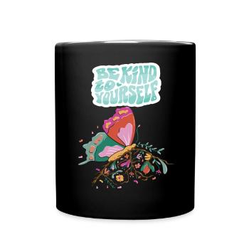 Soyez gentil papillon Motivation Dicton avec Butterf - Mug uni - noir - Devant