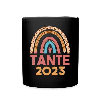 Tante 2023 Schwangerschaft Regenbogen Werdende Tan - Tasse einfarbig - Schwarz - Vorne