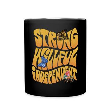 Motivational Saying with Butterfly and Cute Butter - Tasse einfarbig - Schwarz - Vorne