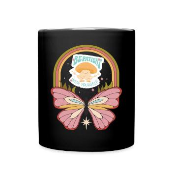 Rétro Butterfly Motivation Dicton avec des fesses mignonnes - Mug uni - noir - Devant