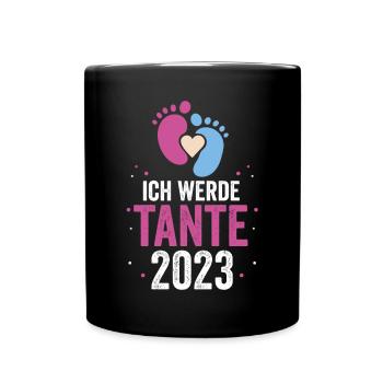 Tante 2023 Schwangerschaft Schwanger Werdende Tant - Tasse einfarbig - Schwarz - Vorne