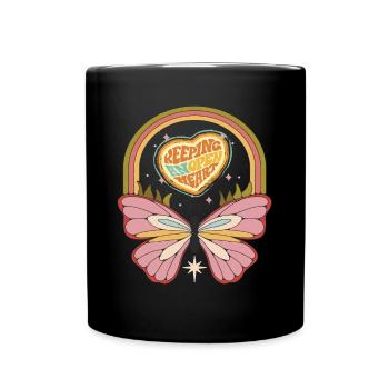 Rétro Butterfly Motivation Dicton avec des fesses mignonnes - Mug uni - noir - Devant