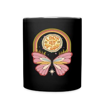 Hippie Butterfly Motivational Saying with Cute But - Full Colour Mug - black - Front