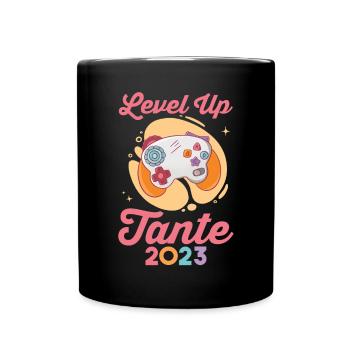 Tante 2023 Gamer Zocker Werdende Tante - Tasse einfarbig - Schwarz - Vorne