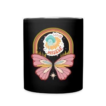 Love Butterfly Motivational Saying with Cute Butte - Tasse einfarbig - Schwarz - Vorne