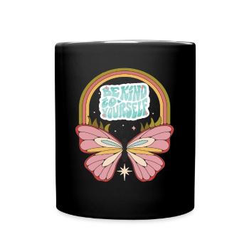 Butterfly Be Kind Motivational Saying avec Cute Bu - Mug uni - noir - Devant