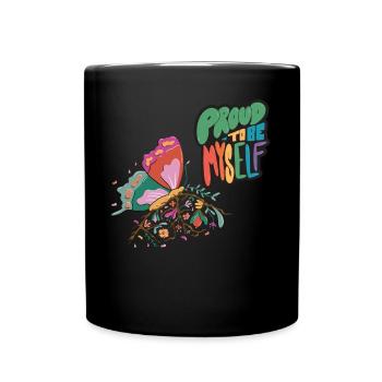 Butterflies Myself Motivational Saying with Cute B - Tasse einfarbig - Schwarz - Vorne