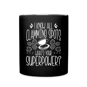 Clam connaître tout clamming Spot Superpower Clam Digger - Mug uni - noir - Devant