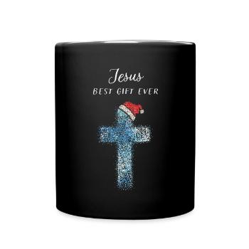 Jesus Nikolausmütze Weihnachtsmotiv Heiligabend - Tasse einfarbig - Schwarz - Vorne