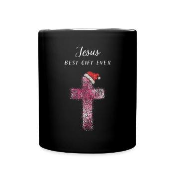 Nikolausmütze Kreuz Weihnachtsgottesdienst Jesus - Tasse einfarbig - Schwarz - Vorne